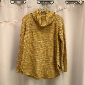 It’s Our Time knit cowl neck sweater, women’s size medium, golden yellow